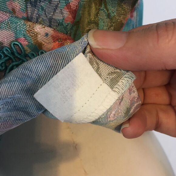 Nah Nah Collection Vintage 80s‎ Teal Blue Pink Floral Blazer, Victorian  38 bust - Picture 8 of 10